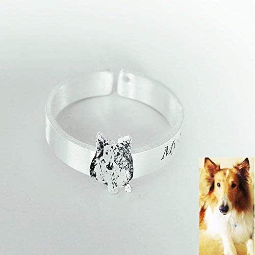 Custom Pet ring Dog Photo Picture Memorial Portrait Engraved