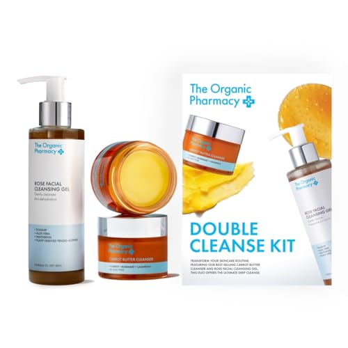 The Organic Pharmacy Double Cleanse Kit, 350ml - Deeply Cleanse, With Carrot, Rosemary, Calendula, Rosehip, Aloe Vera, Panthenol, Organic 10.7% & 99.8%