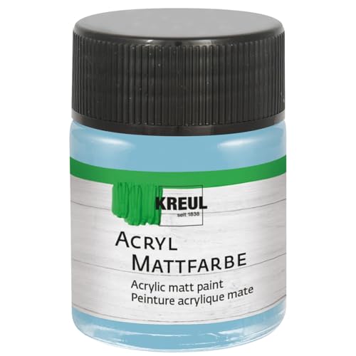 Kreul 75538 Acrylic Matt Paint, Bavarian Blue in 50 ml Glass, Creamy Opaque, Quick-Drying Water-Based Paint, Suitable for Many Different Surfaces