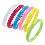 Tinksky Plastic Bangle Bracelets Candy Color Bracelet for Women Children party favors 6-pack (Green Yellow Blue Pink Rose Red White)