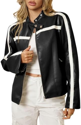 Flixxo Y2K Faux Leather Jacket Women Dark Academia Oversized