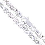 Sterling Silver Men's Diamond-Cut Rope Chain 2.8mm 3.3mm 3.7mm 4.7mm 5.4mm 6mm 7mm 8mm Solid 925 Italy Heavy Necklace
