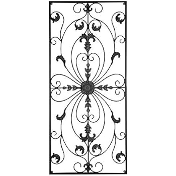 GB HOME COLLECTION Metal Wall Decor, Decorative Victorian Style Hanging Art, Steel Decor, Rectangular Design, 19.7 x 44 Inches, Black