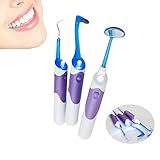 Denshine Basic Dental Instruments LED Light - Dental Mirror + Plaque Remove + Tooth Stain Eraser 3 Pcs/set Professional Home Oral Dental Hygeine Cleaning Tool Kits