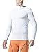 TSLA Men's Thermal Long Sleeve Compression Shirts, Mock/Turtleneck Winter Sports Running Base Layer Top, Zero Winter Top White, X-Large