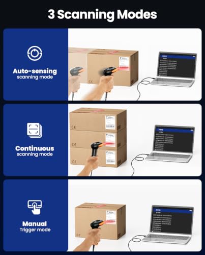 Eyoyo Lecteur Codes Barres 1D 2D, Handheld Wired USB Douchette Code Barre QR PDF417 Data Matrix, Lecteurs de Code Barre with USB Cable for PC Mac pour Mobile Payment Convenience Store...Orange