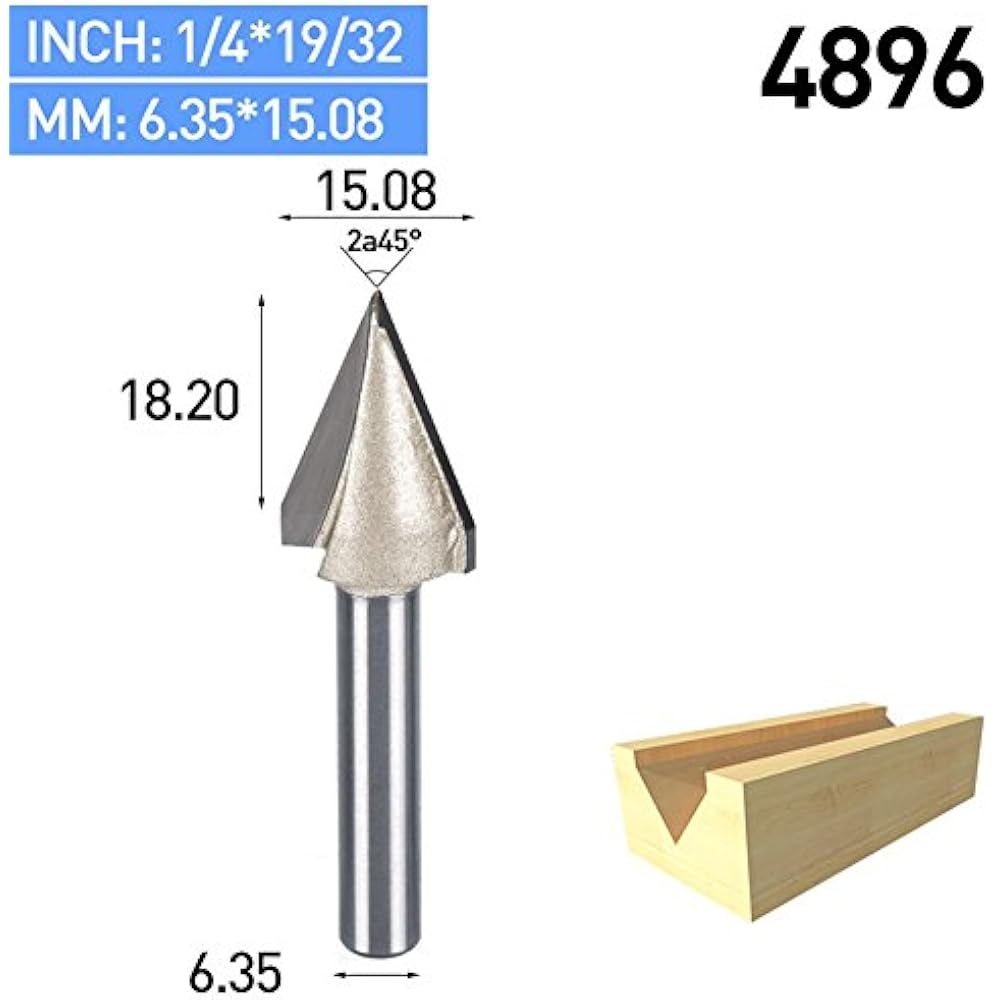 45 Degree Edge Treatment & Grooving Bits Router VGroove Cutting Tool