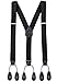 HOLD'EM Tuxedo Suspenders for Men Black Genuine Leather Button End 1.25 Inches Mens Braces Suspenders- Black (Tall 54
