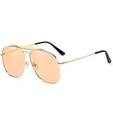 Freckles Mark Unique Retro Sunglasses for Womens Mens Double Bridge Aviator Sunglasses