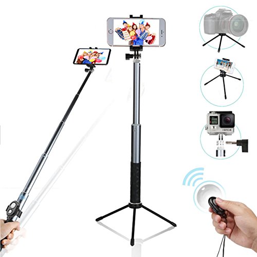 Selfie stick, Extendable monopod tripod with Bluetooth wireless remote for for Android phones &iPhone 8/iPhone 8 Plus/X/iPhone 7/iPhone 7 Plus/Galaxy Note 8/S8 /S8 digital cameras GoPro