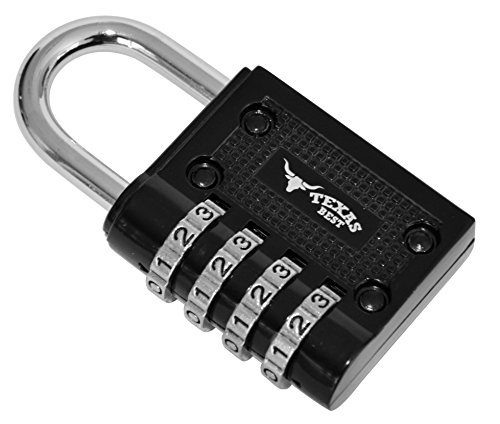 Texas Best 4 Digit Combination Padlock (over 10,000 Possible Different Combinations) for Gym & Sports Lockers, School, Fence, Toolbox, Case, Hasp Storage | Pack of 2 Units (Black Color) - Thumbnail 2