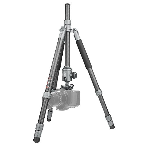 QZSD Q868C Portable Lightweight Carbon Fiber Tripod Monopod Kit 62 inch With 360 Degree Damping Ball Head For Canon Sony Video Camcorder (Sliver)