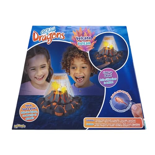 Animagic Aqua Dragons Volcano | Build an Aquatic Ecosystem, Watch Prehistoric Pets Hatch & Grow | Science Kit with LED Light-Up Tank | Includes Exclusive RED Aqua Dragons | Ages 6+