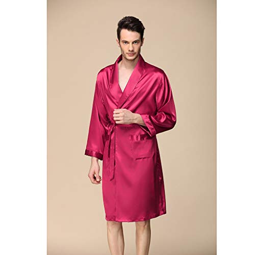 image for Zainafacai Men's Lightweight Satin Kimono Robe Bathrobes Loungewear Sl