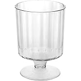 Party Essentials 5 OZ Mini Clear Plastic Dessert Parfait Cup for event Small Round Serving Goblet Wine Shot Disposable Fruit Ice Cream Mousse Pudding Appetizer Bowl, 40 Cups