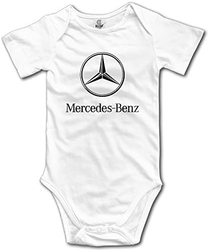 Ogbcom Baby's Mercedes Benz Hanging Bodysuit Romper Playsuit Outfits Clothes Climbing Clothes Short Sleeve White
