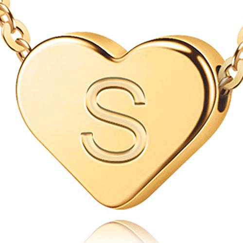 Turandoss Heart Pendant Initial S Necklace - 14K Gold Filled Heart Initial Necklaces for Women, Dain - //medicalbooks.filipinodoctors.org