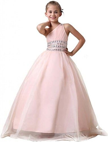 BFB Big Girls' Ball Gown Flower Appliques Wedding Pageant Dresses (10, Light Pink)