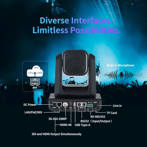 zowietek Caméra PTZ 4K (Native NDI|HX3), ZowiePTZ, télécommande Ergo-Ease, gestionnaire d'applications ZowieX, optique 25X + zoom numérique 12x, noir, SDI/HDMI/USB, RTSP/RTMP(s)/SRT Stream, réunion