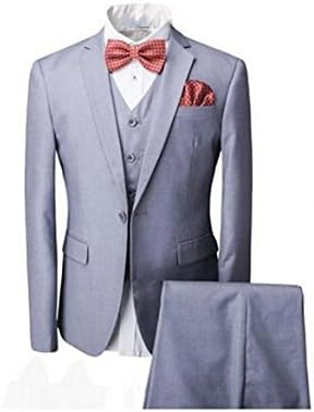 Love Dress Slim Fit Three Piece Men's Suit with Vest Wedding Prom Party Light Grey XL