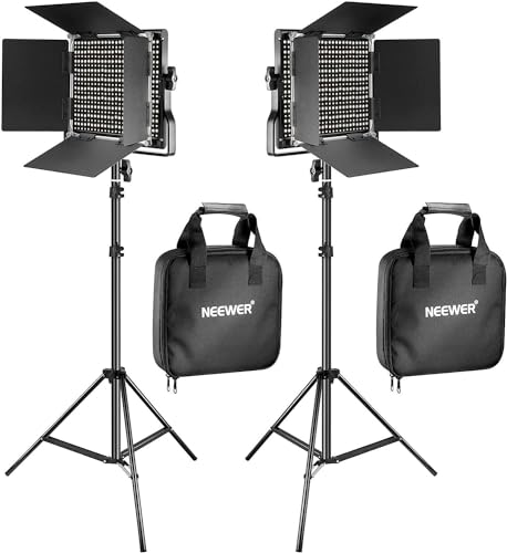 NEEWER NL660 2er Pack LED Videoleuchte mit Stativ, Bi Farbe