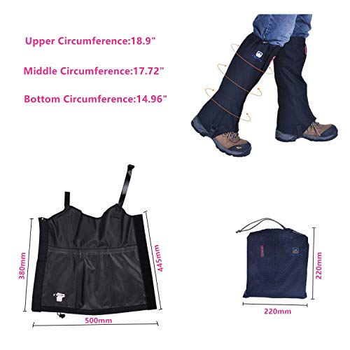 Winis Outdoor Hiking Camping Mountain Climbing Leg Gaiters, Oxford Polyester Waterproof Dustproof Antiwater Leg Cover, Breathable Anti-bite Leg Protection Guard Snake Guard Shields (Black)