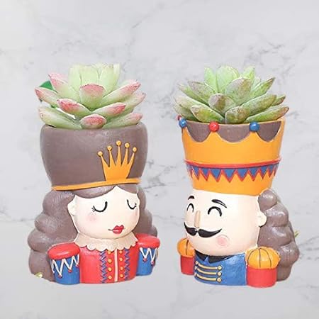 Bhagya Shree Combo Pack of 1 King & 1 Queen Plant Pot Set for Couple, for Home, Office,King & Queen Flowerpot Without Plant (Multi Color)-LKH-897
