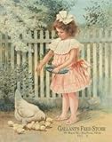 Gallant's Feed Store Girl Feeding Chickens Tin Sign 13 x 16in