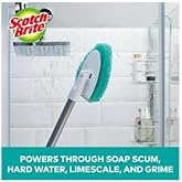 Scotch-Brite Tub and Shower Scrubber, Non Scratch, Long Reach Handle Extends Over 25 inches, Replaceable Head, Bath Scrubber