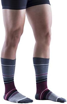 Kingly Big and Tall Large Fashion Dress Socks for Men, King Size (1 Pack, Striped Burgundy (1 Pack))