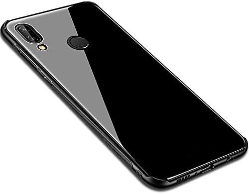 WPRIE Luxurious Toughened Glass Back Case with Shockproof TPU Bumper Back Case Cover for Honor Play (Black Glass Case)