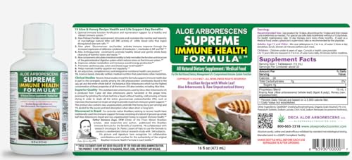 Aloe Arborescens - Supreme Immune Health Formula - for Healthy Immune System Function - Aloe Juice + Honey (6 Pack)