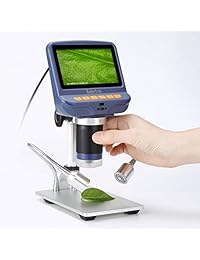 Koolertron   Microscopio digital USB LCD 1080P de 4,3 pulgadas, con zoom 10X 220X, 8 luces LED ajustables, grabadora de vídeo para reparación de teléfonos, herramienta de soldadura de joyería, uso biológico