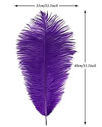 VIJIV Natural Purple Large Ostrich Feathers Bulk 10