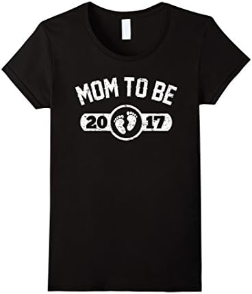 Women's Mom To Be 2017 Shirt: Gift For New Mommy Est. 2017 T-Shirt Large Black