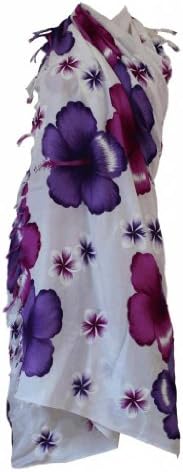 Siam Secrets White Floral Sarong Beach Wrap Pareo 5 Options Large Purple Flower