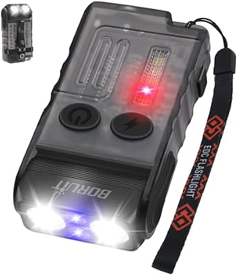 V20 Mini Lampe de Poche, Lampe Torche Rotatif à 180° avec UV 365nm, Alarme Buzzer 110dB, 1000 Lumen avec 13 Modes, IP67 étanche, pour le Camping la Randonnée(noir)