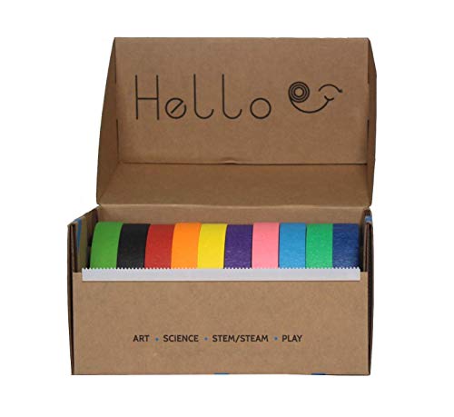 BAM! Tape Dispenser and Colored Masking Tape 1 inch x 60 Yards x 10 Rolls | Craft Tape Dispenser with Tape Cutting Edge | Arts and Crafts Teacher Supplies | School Supplies Craft Kit Art Supplies