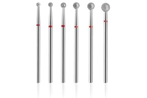 SQULIGT 6Pcs Nail Drill Bits, Ball Head 3/32'' Cuticle Clean Nail Bit for Electric Nail File Machine, Suitable for Acrylic Manicure Pedicure Cuticle Gel Polishing, Nail Salon Supply