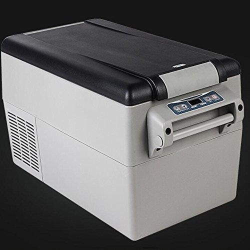SL&BX Gray ice car refrigerator,Compressor freezer dual-use travel 32l litre mini fridge refrigerator portable for home,Office,Car or boat -gray 58.5x34.5x38.2cm(23x14x15inch)