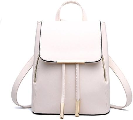 NAGU PU Leather Backpack,Casual Daypack Schoolbag for Women Girls Ladies,Backpack Travel bag White