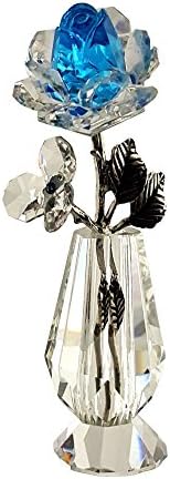 Crystal Baby Blue Milano Rose in Vase by Crystal Florida