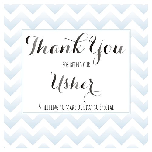 Claire Giles Greeting Cards, ''Thank You for Being Our Usher'' Wedding Card, Blue Stripe design Wedding Greeting Cards