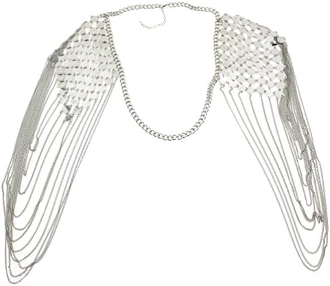 MANILAI Punk Style Shoulder Alloy Body Chain Necklaces Women Sexy Body Jewelry (Silver)