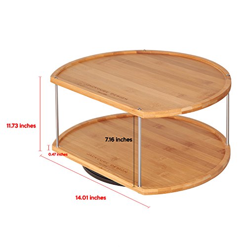 JackCubeDesign 360 Rotating Lazy Susan Bamboo Spice Jar Rack Kitchen Countertop Display Organizer Spice Bottle Worktop Holder Stand Shelf with Stunning 2 Tier(14 x 11.73 x 7.17 inches) – :MK383A