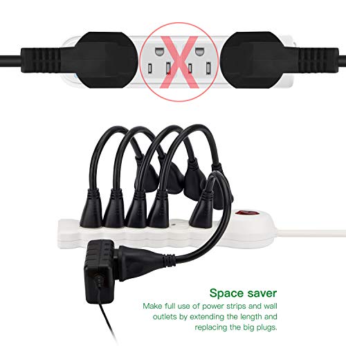 BULL 10 Pack 14AWG Short Power Extension Cord, Two 360 Degree Rotating