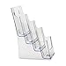 SourceOne 6 inch Wide 1/2 Page Multi-Pocket Booklet and Brochure Holder – Clear Acrylic Organizer – 4 Tier