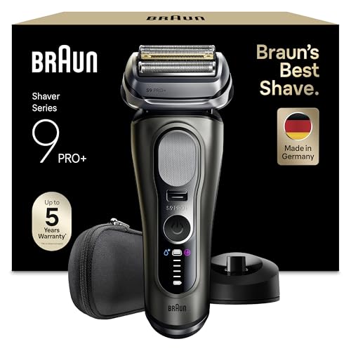 Braun Rasoir Electrique Homme Series 9+ PRO 9615S Argent, Etanche, Lames De Précision Ultra-Fines Et Tondeuse Pro Trimmer Pour Bien Raser La Barbe, Coffret Rasage Avec Etui De Voyage