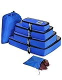 HOPERAY Packing Cubes Travel Organizer Mesh Bags - 6 pcs Lightweight Set (blue)