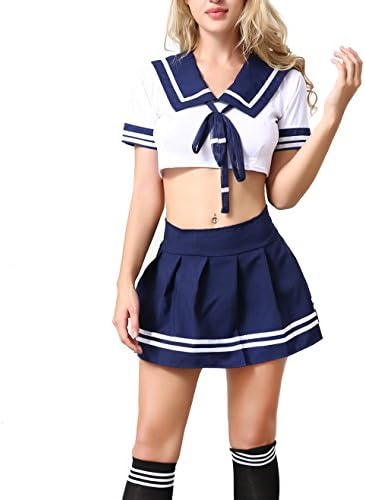 ANJAYLIA Schoolgirl Outfit Lingerie school girl costume with Socks